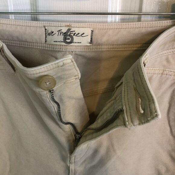 Free People Size 6 Fine Line Straight Leg Corduroy Crop Jeans Moon Rising Cream - Picture 4 of 9